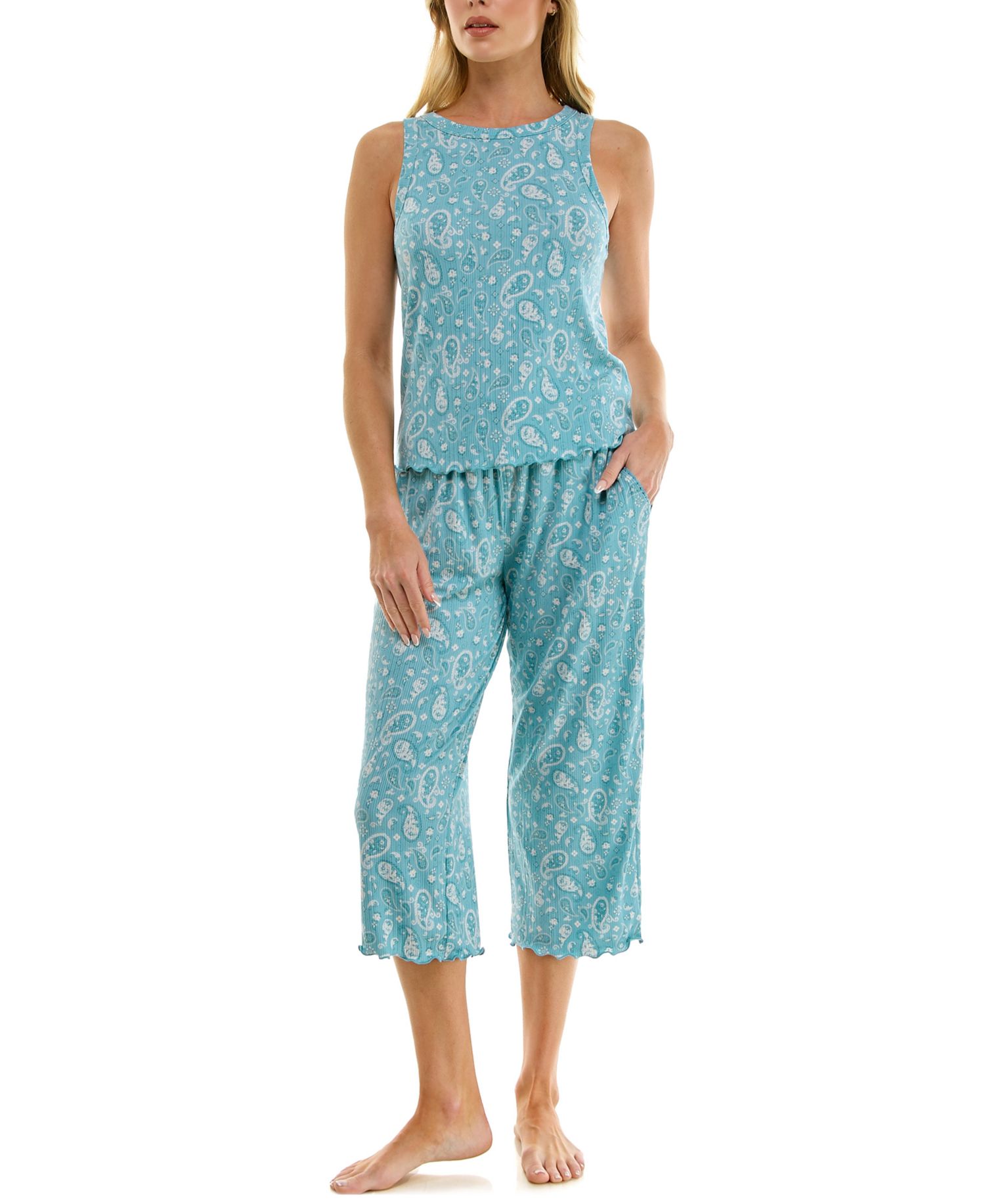 Women's Variegated Rib Tank Top & Pants, 2-Piece Set