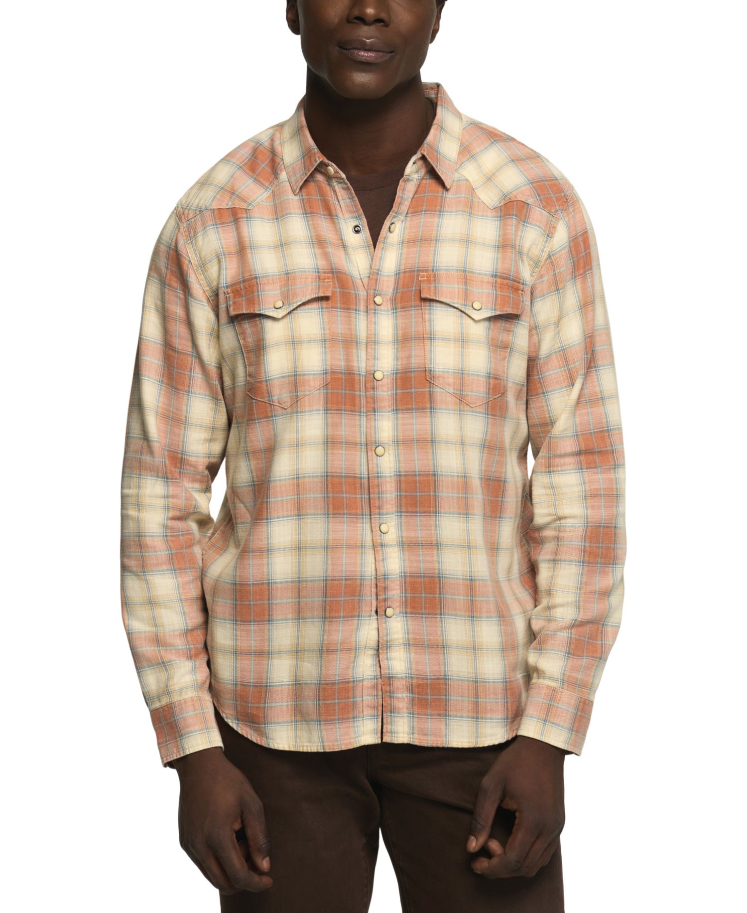 Men's Plaid Long-Sleeve Western Shirt