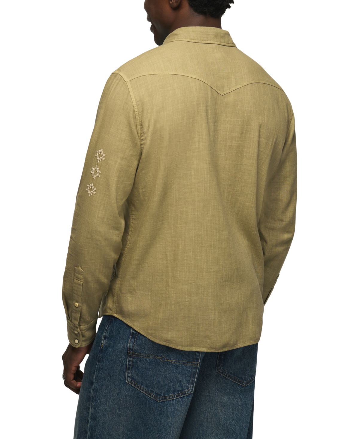 Lucky Brand Men's Slub Cross Hatch Western Shirt