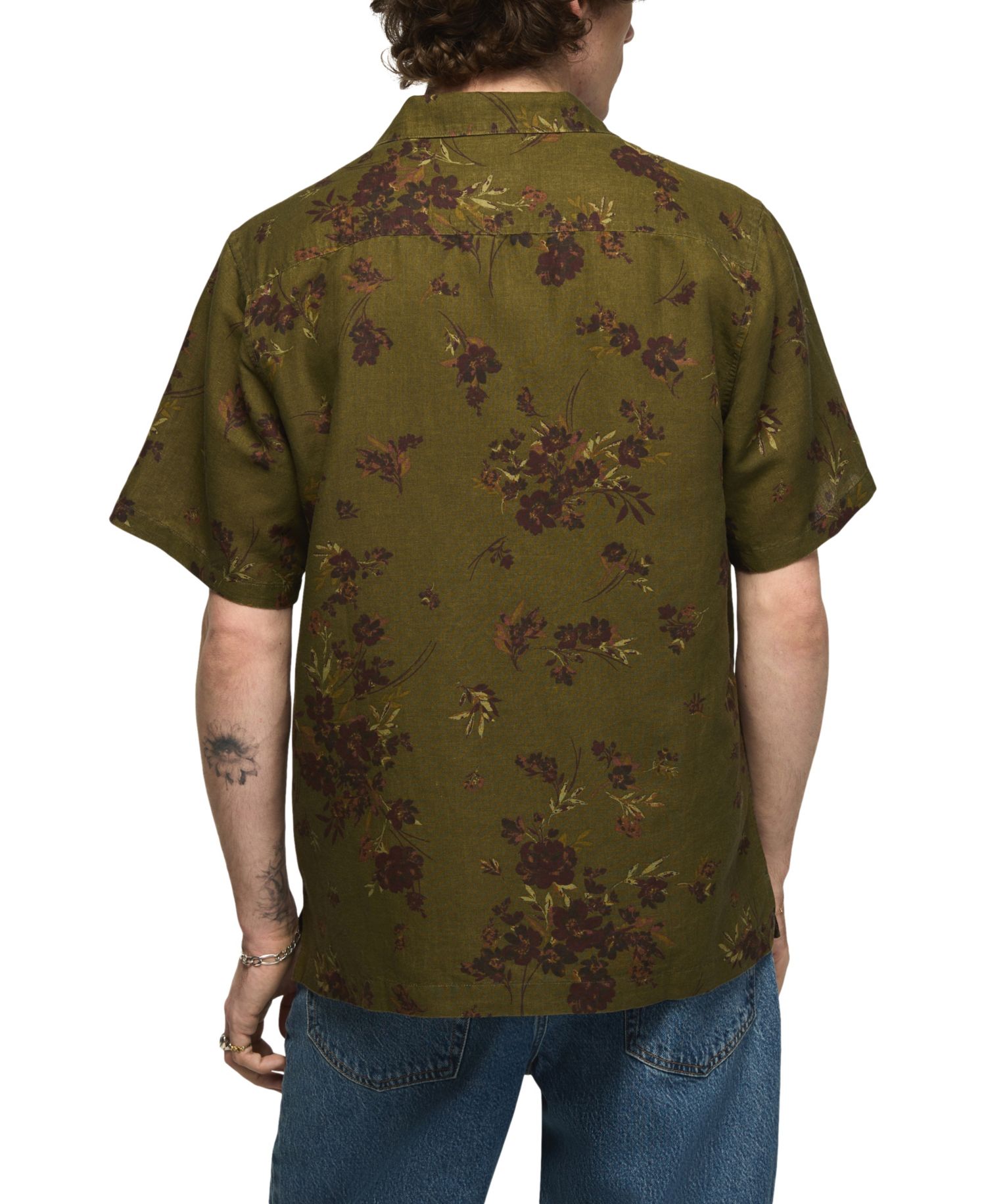 Men's Printed Short-Sleeve Camp Collar Shirt