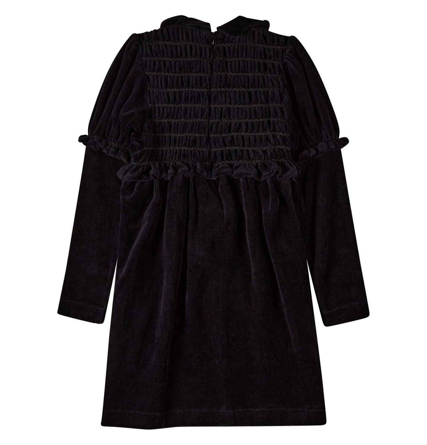 Платье MeMoi Cotton-Rich Velour Smocked Below-Knee Long Midi Dress для девочек, цвет: Чёрный — фото 2