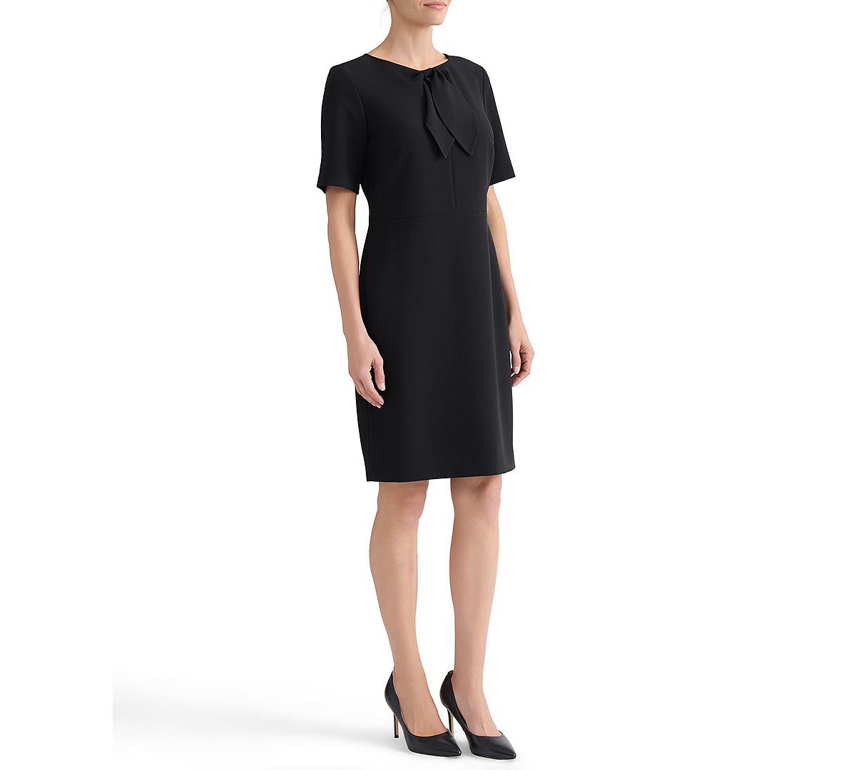 Kasper Women's Tie-Neck Short-Sleeve Sheath Dress view 5 — MAYCSS fashion products