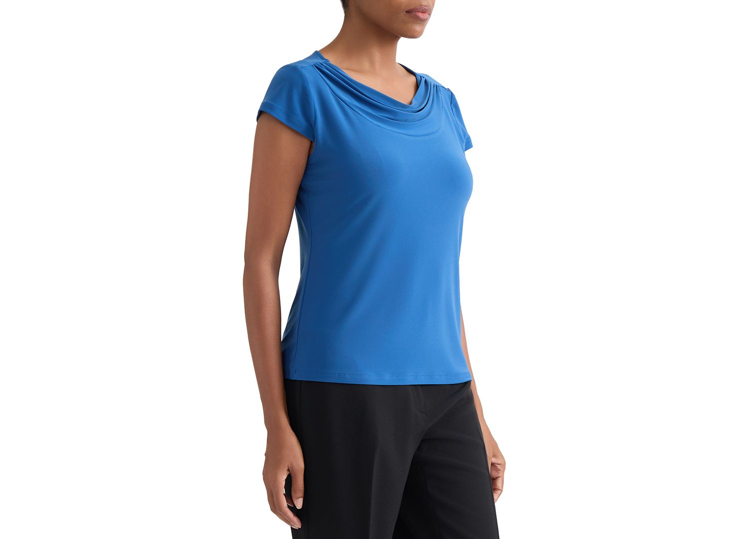 Women's Cowl-Neck Cap-Sleeve Blouse