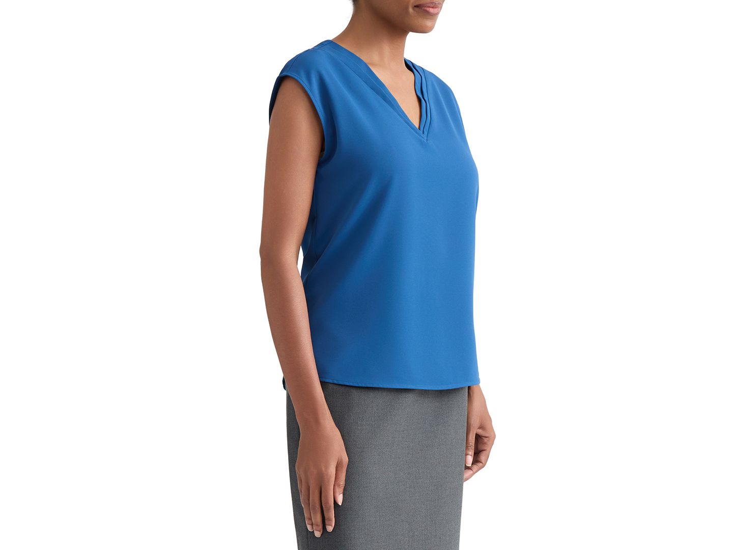 Женская блузка Kasper Pleat-Neck Sleeveless Blouse, цвет: Синий ночной — фото 2