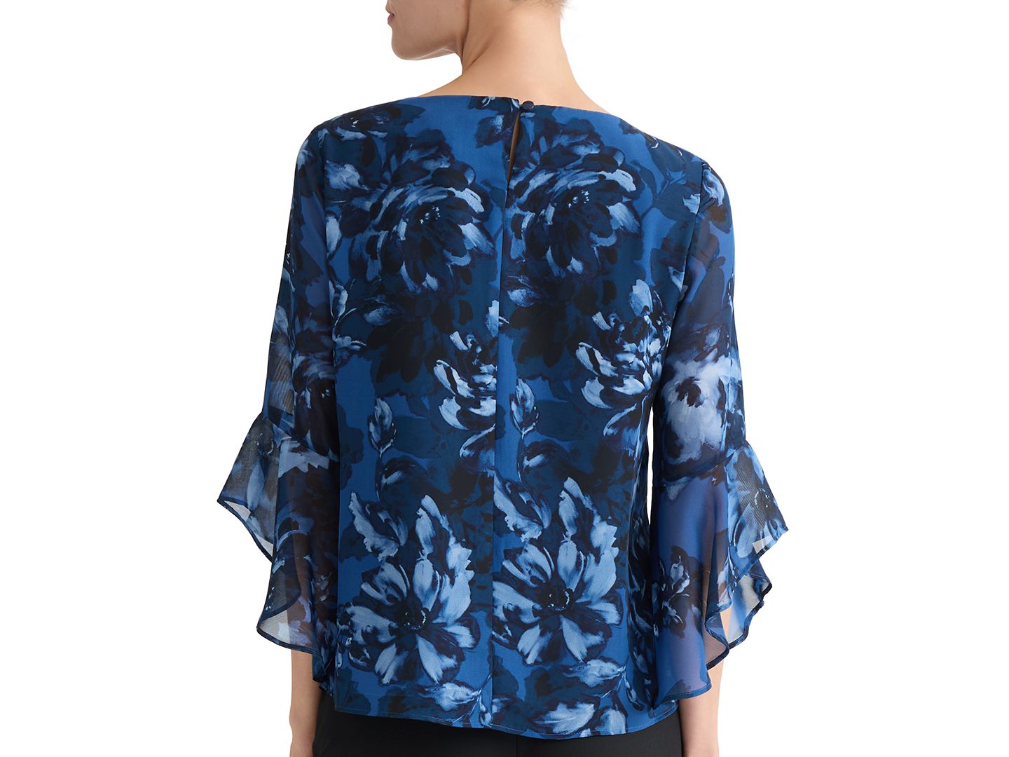 Женская блузка Kasper Boat-Neck Ruffle-Sleeve Blouse, цвет: Синий ночной разноцветный — фото 5