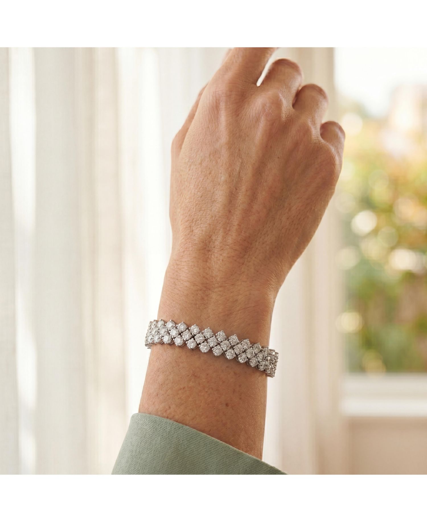 Elegant White Gold Plated Clear CZ Triple-Row Bracelet
