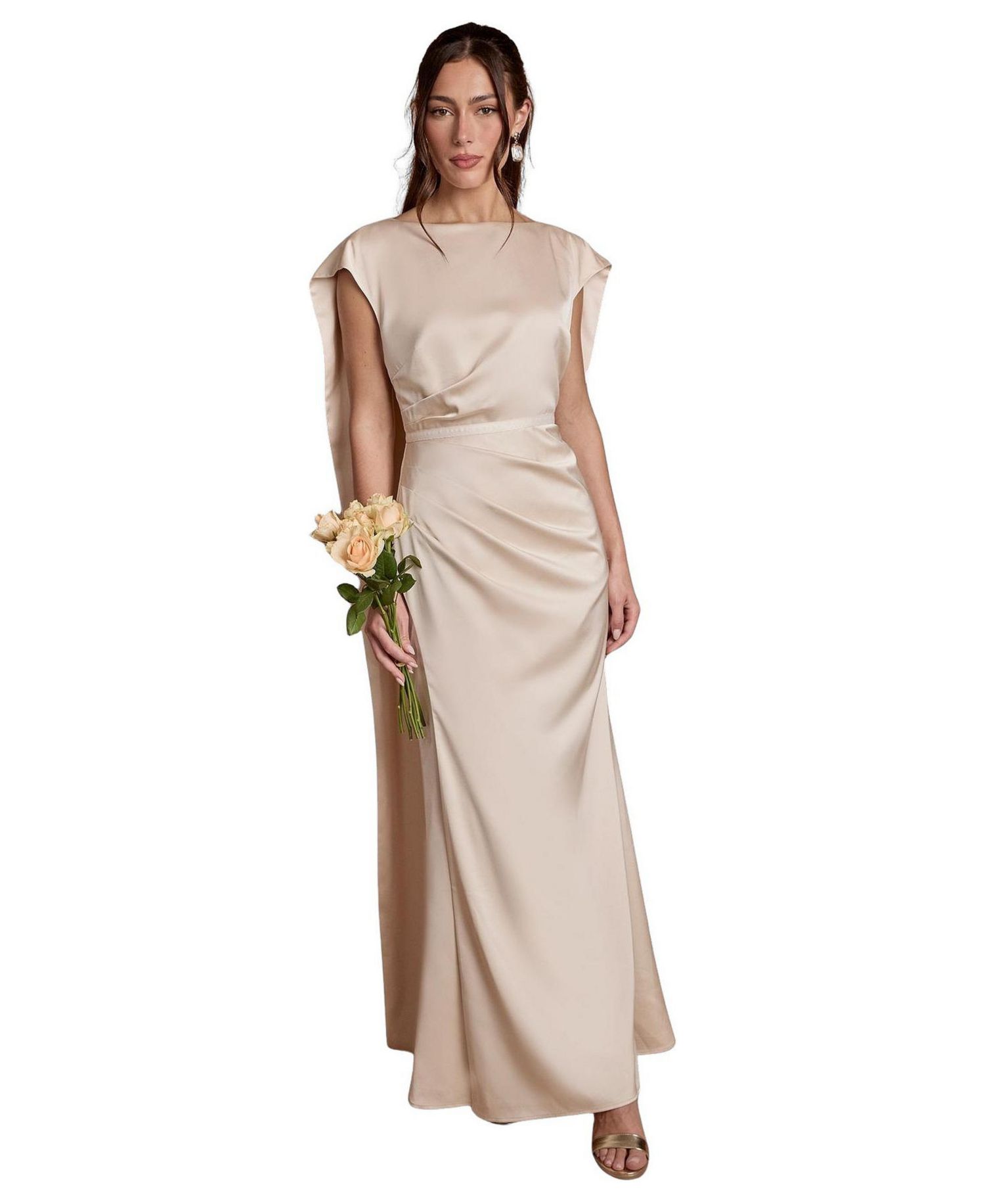 Women's Satin Tie Back Maxi Dress