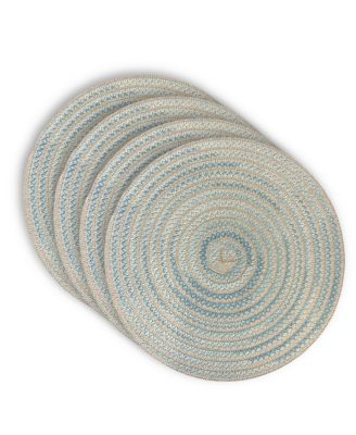 Belmar 15" Round Natural Paper Multicolor Placemats Set of 4 - Durable Table Mats