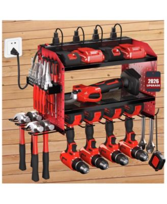 Power Tool Organizer Wall Mount Rack Drill Holder Charging Station Garage Storage Gift Men