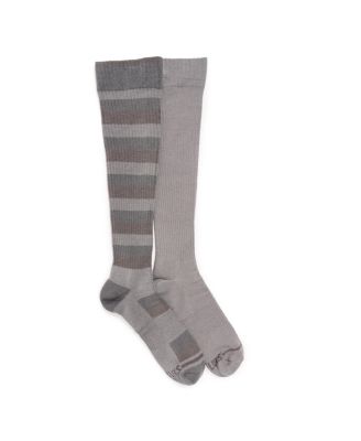 Men's 2 Pair Pack Compression Knee-High Wool Blend Socks, Grey/Taupe, OS