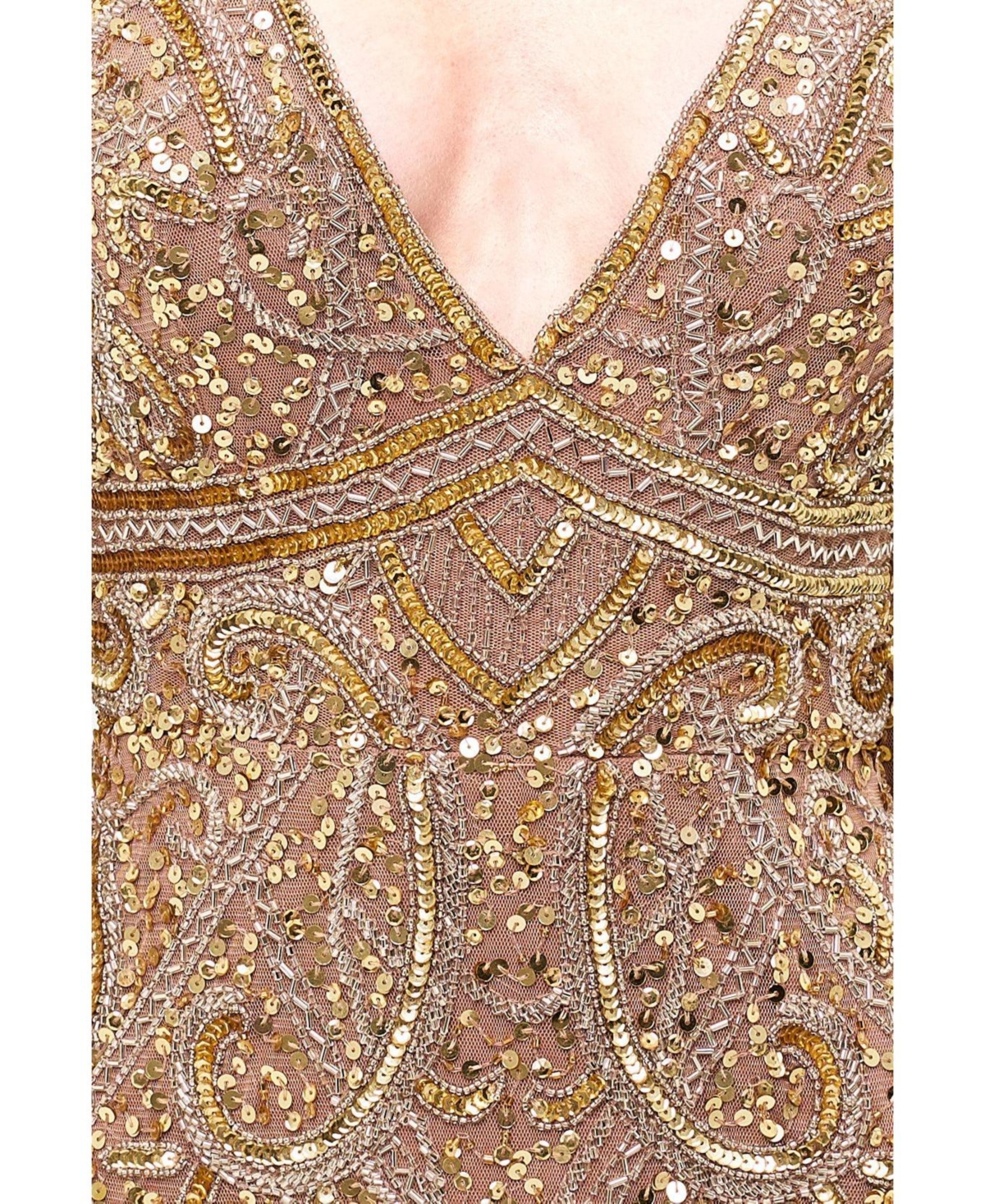 Beauut Women's Embellished Sequin V-Neck Maxi Dress