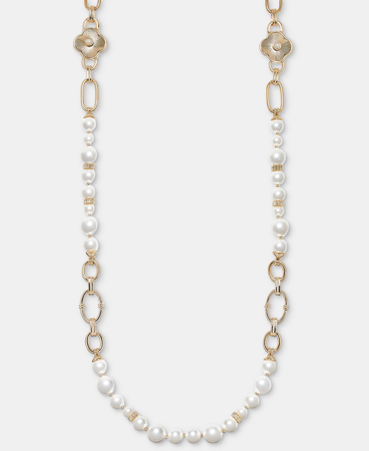 Crystal & Imitation Pearl Strand Necklace, 42"