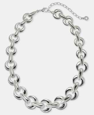 Puffy Linked Collar Necklace, 16" + 3" extender