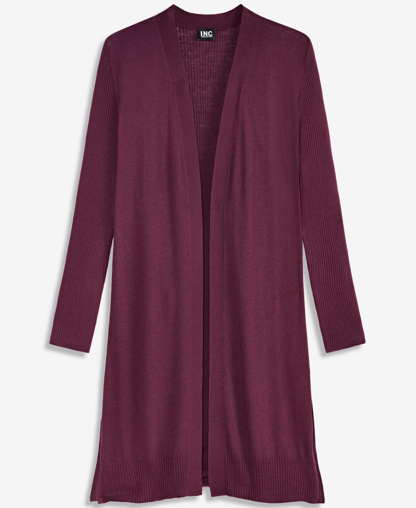 Женский кардиган I.N.C. International Concepts Duster Open-Front Ribbed, цвет: Ягодный винный — фото 5