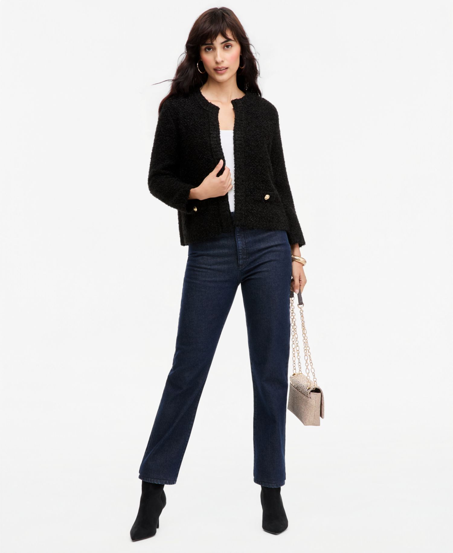 I.N.C. Women's Eyelash 3/4-Sleeve Cardigan