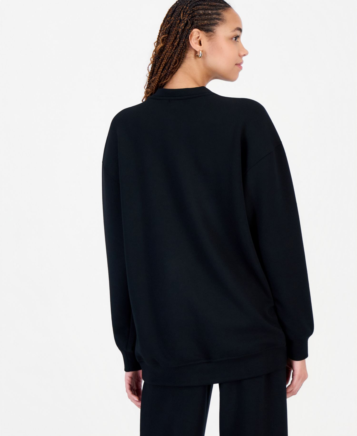Juniors' Oversized Scuba Rhinestone-Embellished Crewneck Sweatshirt