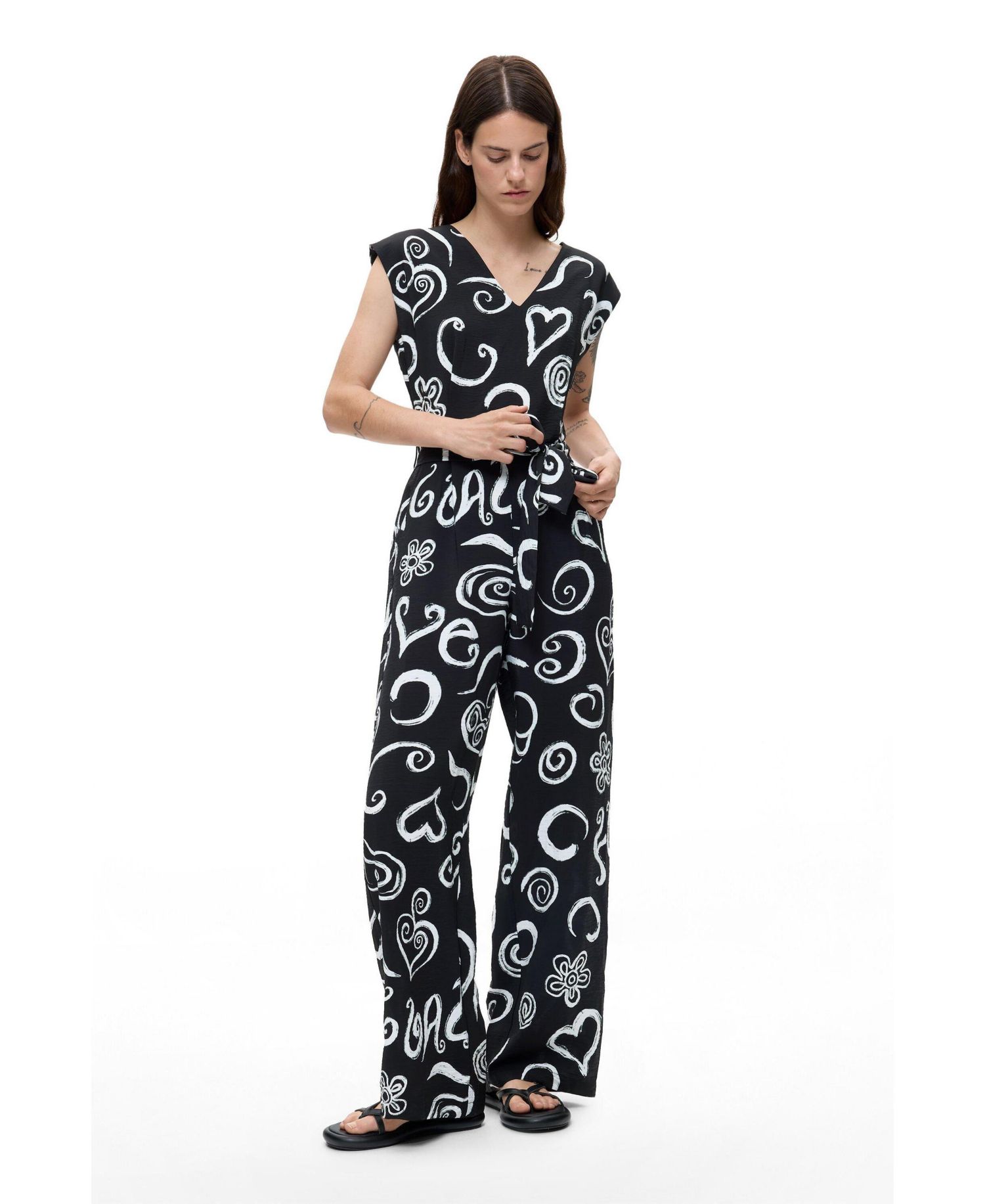Women's Printed Letter Jumpsuit