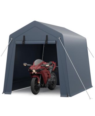 6x8 FT Portable Outdoor Storage Shed with 2 Roll-Up Doors - Waterproof and UV-Resistant Carport Tent for Motorcycle, Bike, Tools