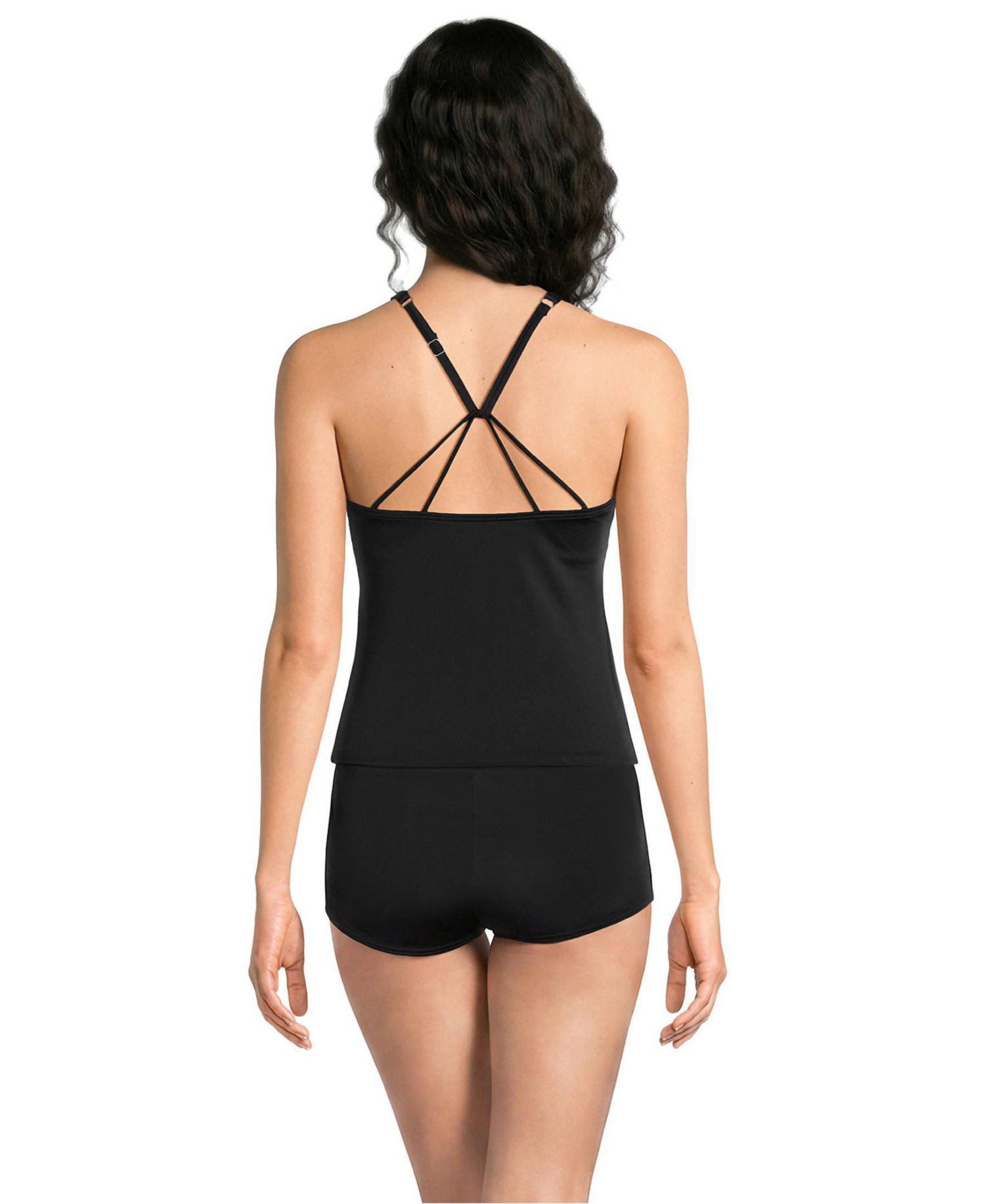Petite Tugless High Neck Strappy Back Tankini Top