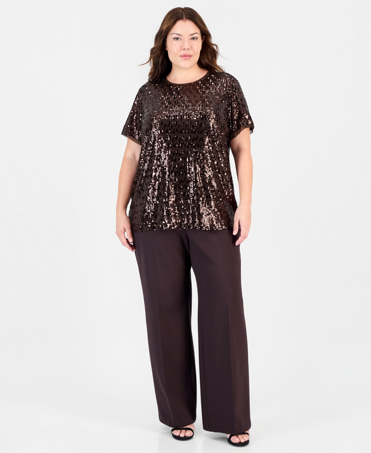Anne Klein Plus Size Sequin Crewneck T-Shirt