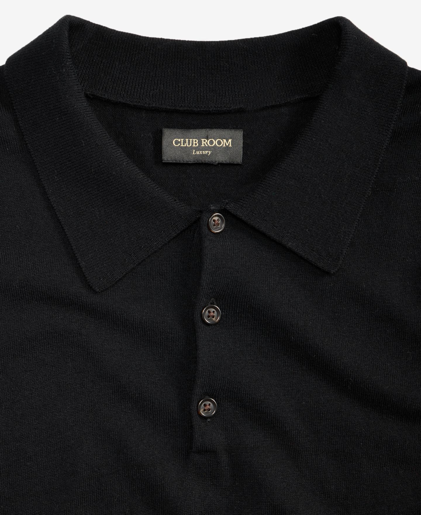 Мужской свитер Club Room Cotton Cashmere Blend Short-Sleeve Polo Sweater, цвет: Глубокий чёрный — фото 4