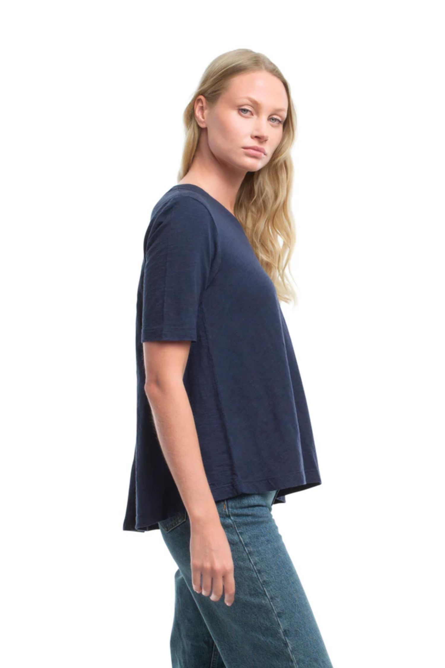 Women's Clothing Elbow Sleeve Trapeze Top