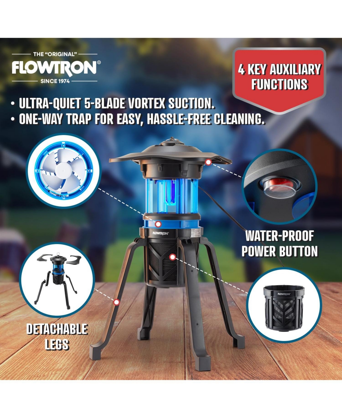 Flowtron Indoor Outdoor Bug Trap Zapper – Electric Insect Killer with Uv Light and Fan, 530SqFt