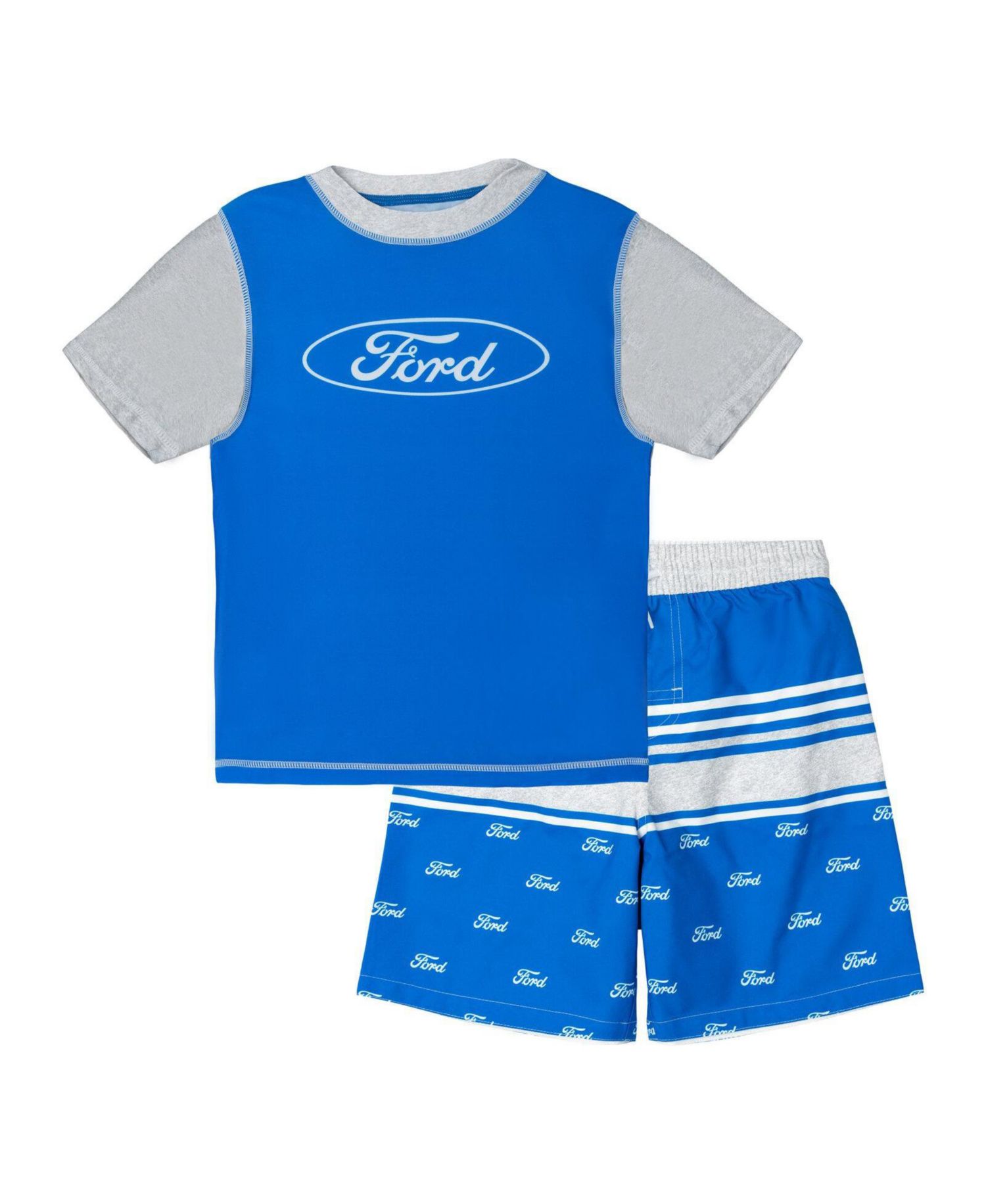 Boys Ford Swimwear 2-Piece Rash Guard and Trunks Set