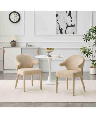 Modern Upholstered Dining Chairs Set Of 2, Sherpa Accent Chair, Wraparound Back, Padded Seat