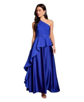 Women's Asymmetric One-Shoulder Satin Maxi Dress