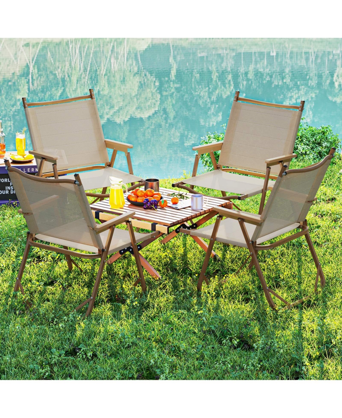 Sugift Folding Camp Chair Set of 2 with Aluminum Frame and Padded Armrests