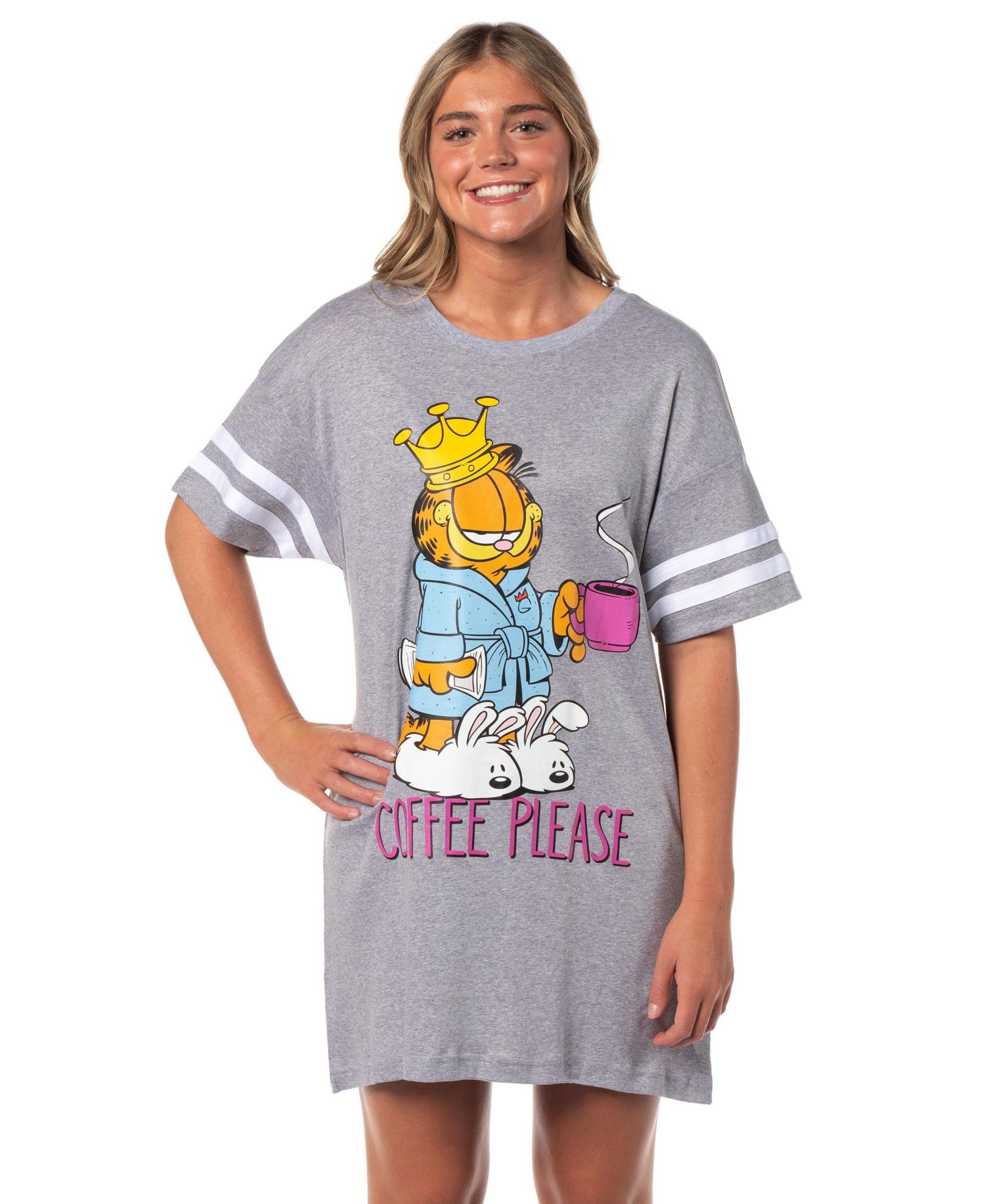 Women's Comic Coffee Please Nightgown Pajama Shirt Dress For Adults