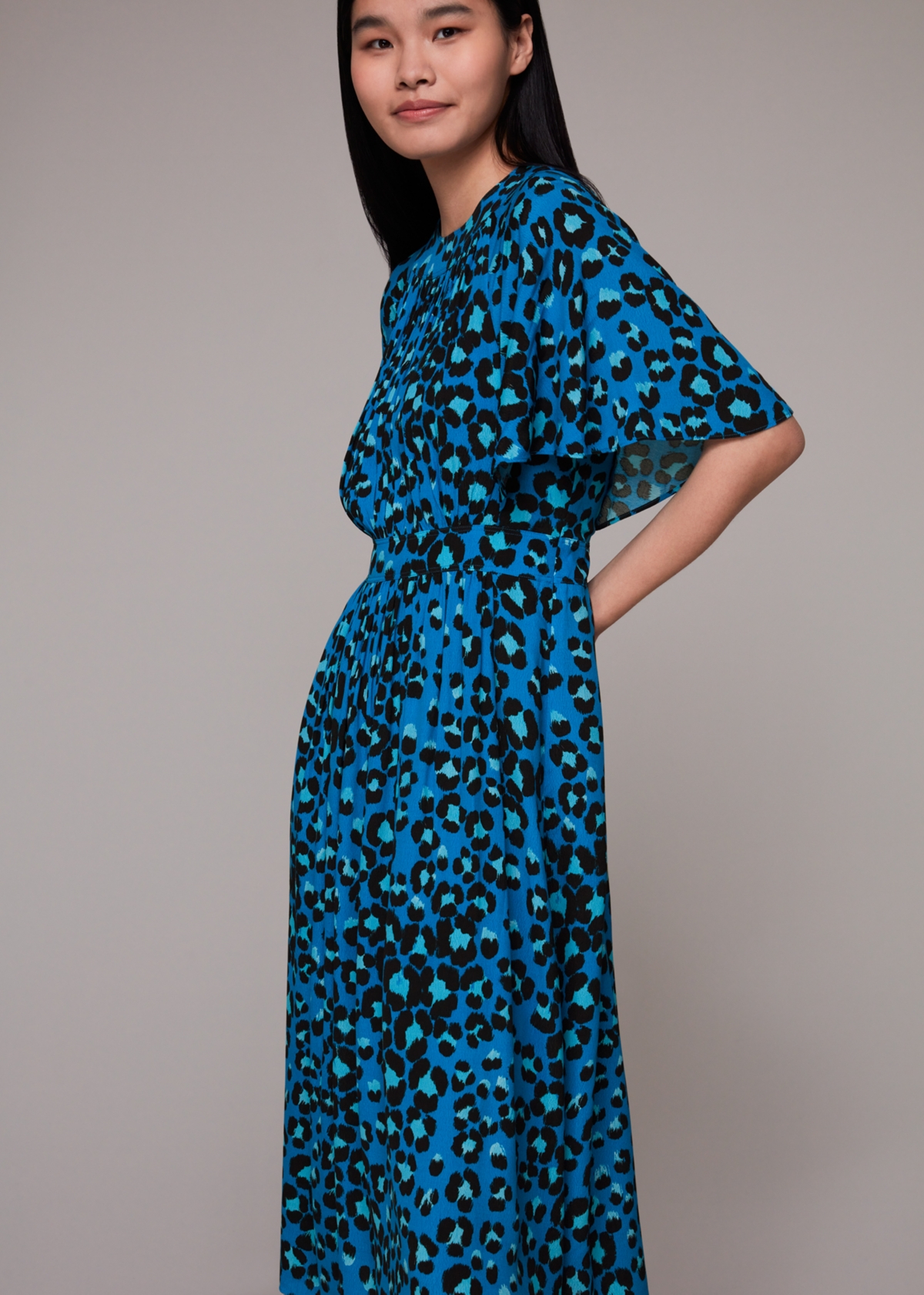 Whistles Women's Painted Leopard Amelia Midi Dress