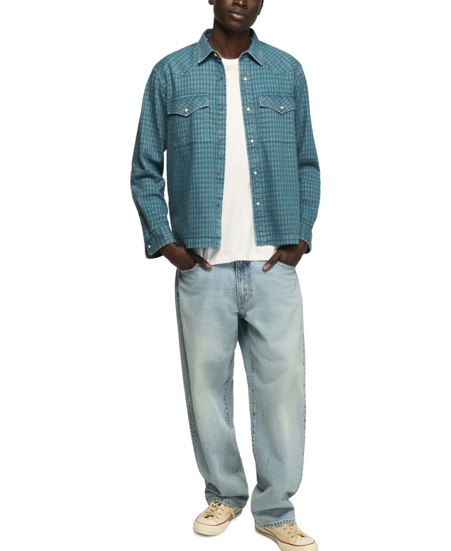Men's Long-Sleeve Relaxed Western Flannel Shirt