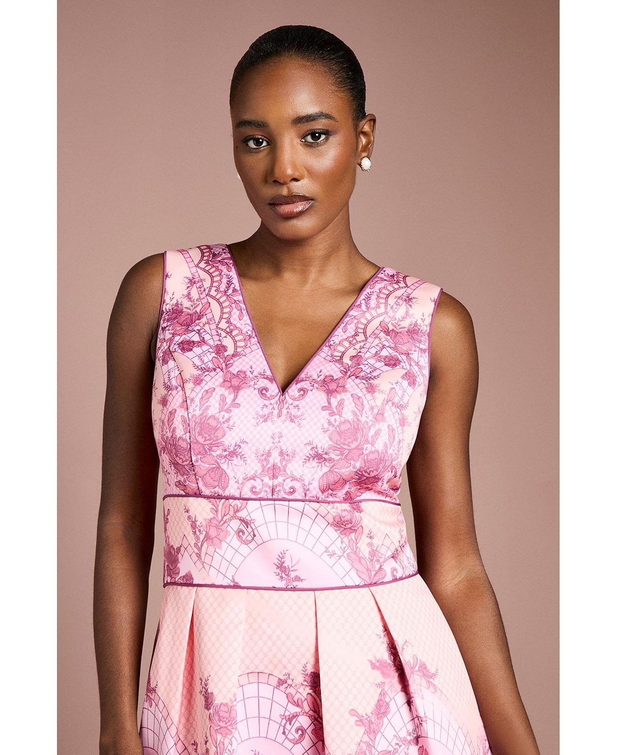 Coast Women's V-Neck Satin Floral Print Midi Dress view 4 — MAYCSS fashion products