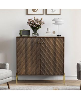 31.5" Mid-Century Modern Sideboard Buffet Cabinet, Storage Console with Diagonal Wave Design for Living Room, Kitchen and Entryway