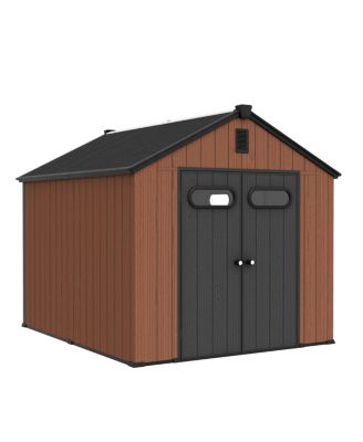 All-Weather Waterproof Lockable Door Resin Outdoor Storage Shed with Window Vent Floor for Patio Furniture and Tools