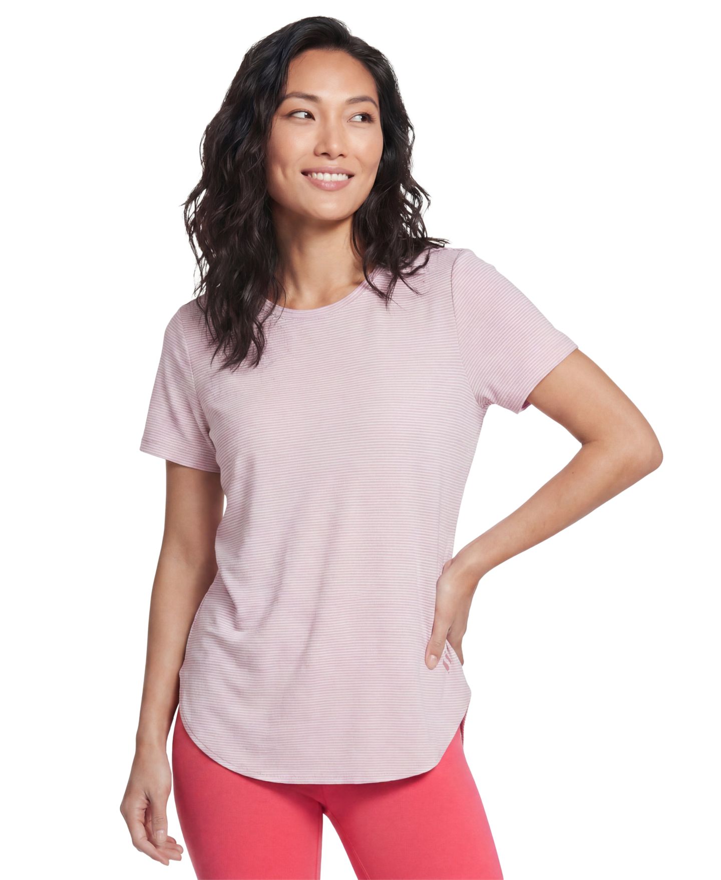 Женская футболка Skechers GoDri Swift Stripe Tunic, цвет: Fragrant Liliac — фото 2