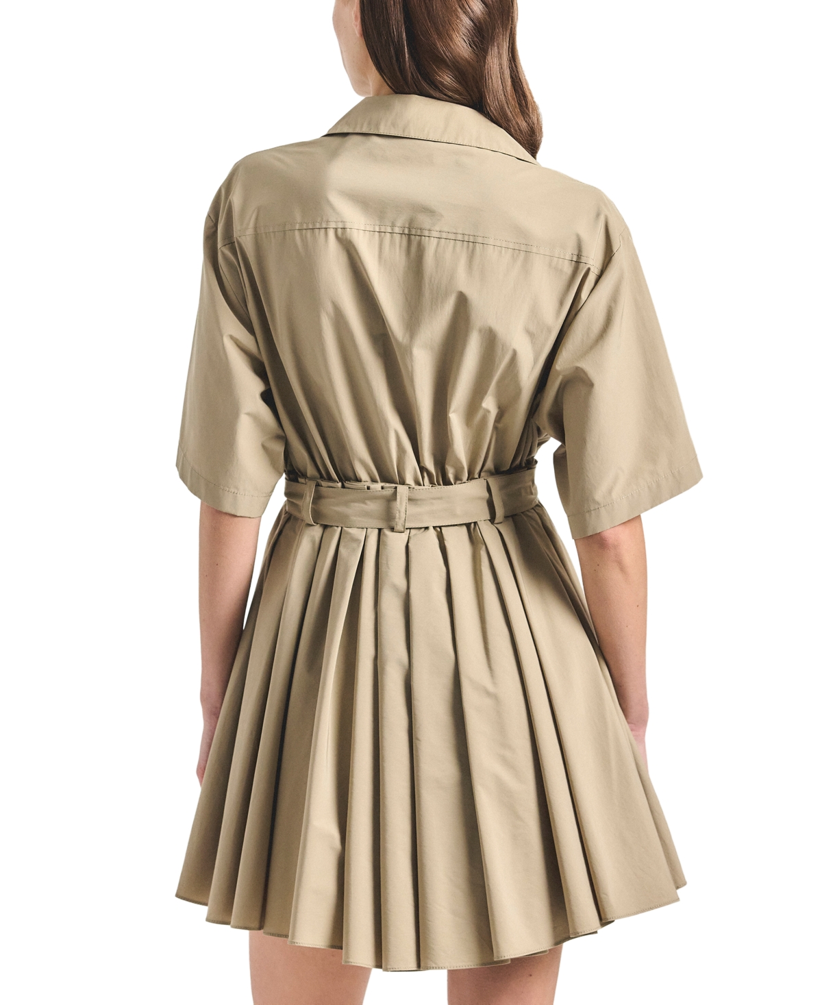 Derek Lam 10 Crosby Women's Alessia Short-Sleeve Pleated Belted Mini Dress