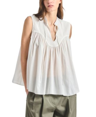 Women's Chase Sheer Cotton Lawn Sleeveless Yoked Top
