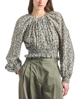 Women's Charlee Mini Clover Print Gathered Blouse