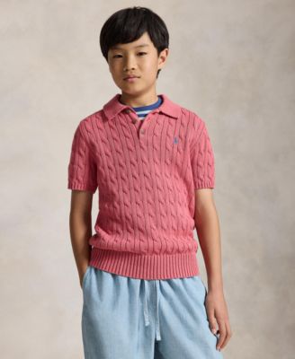 Boys' 8-20 Cable-Knit Polo Sweater