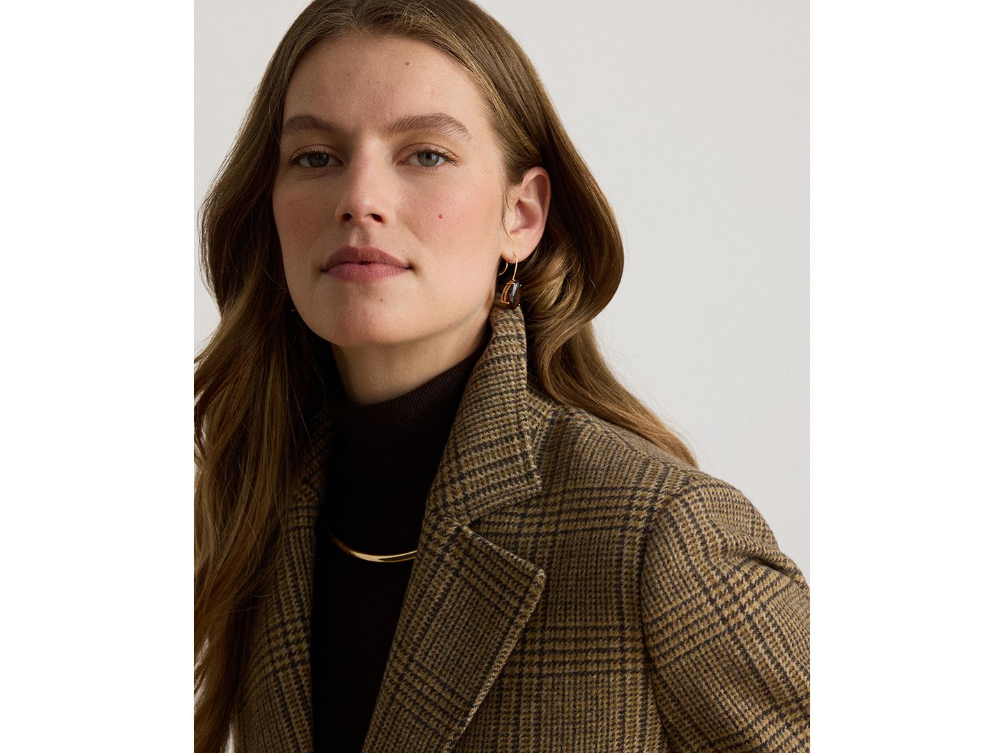 Женское пальто Lauren Ralph Lauren Collared Wool Walker, цвет: Ореховый клетчатый — фото 4
