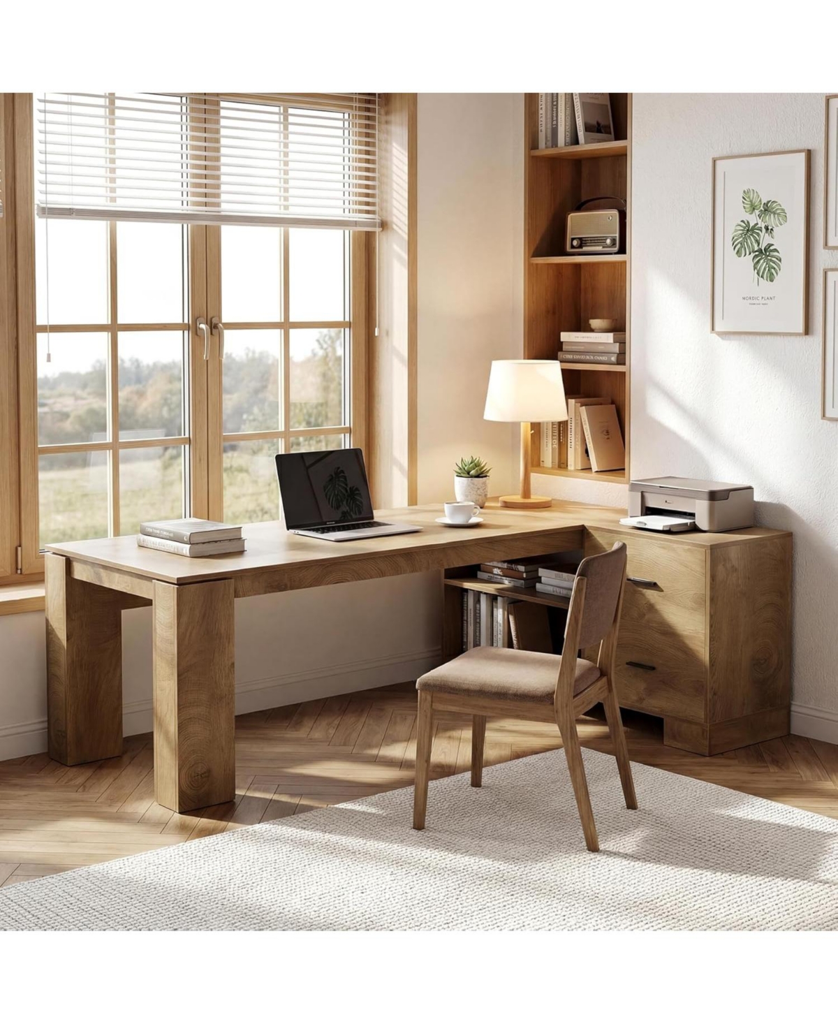 Tribesigns 78.7" L Shaped Office Desk with Drawers, Executive Computer Desk with Open Shelves Storage, Farmhouse Wooden L Desks Business Furniture