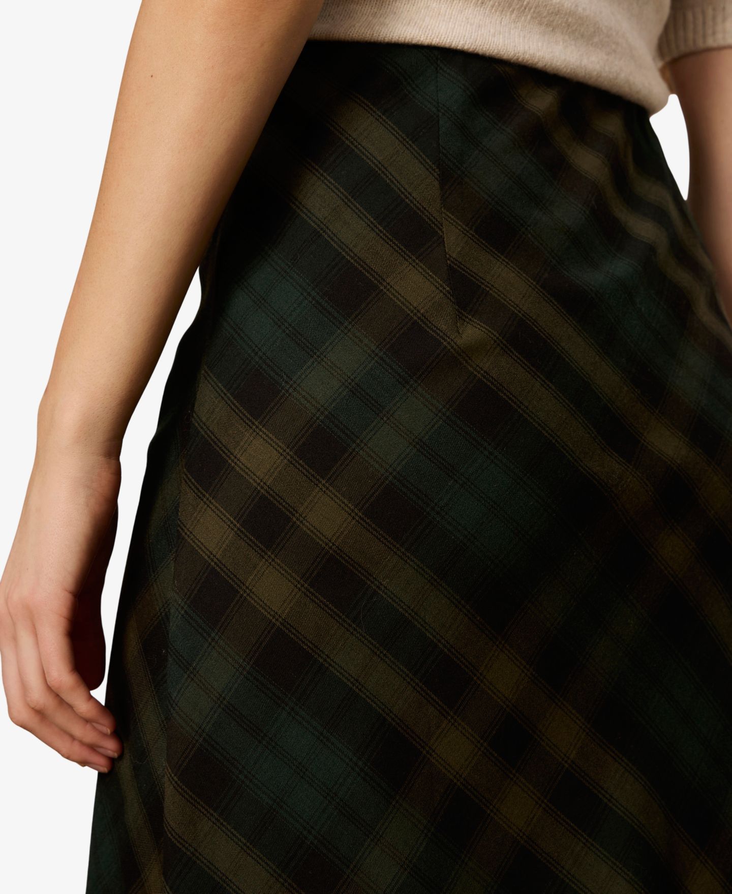 Женская юбка Sanctuary Bias Plaid Midi A-Line, цвет: Тёмно-зелёный клетчатый — фото 4