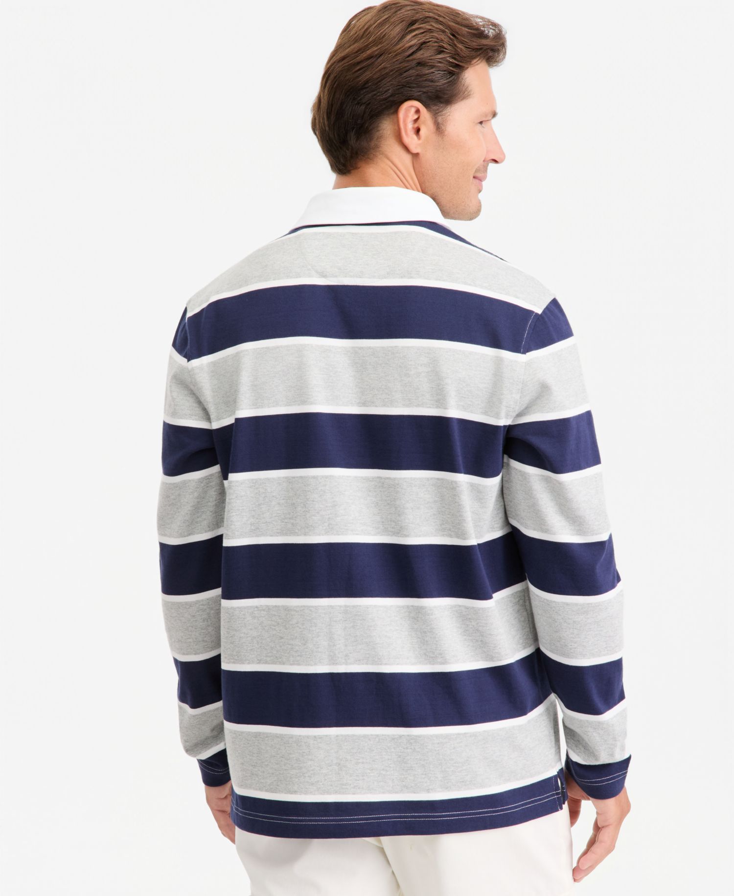 Men's Stripe Long-Sleeve Rugby Shirt
