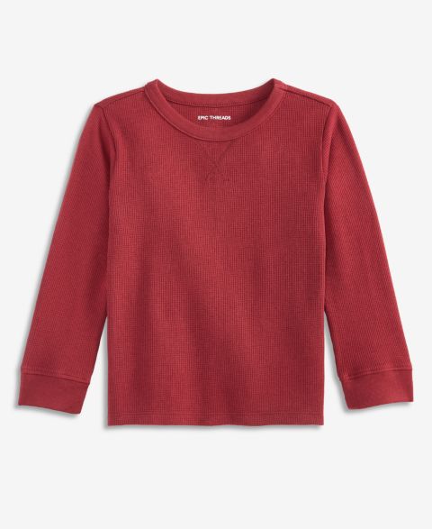 Детская однотонная термофутболка Epic Threads с длинным рукавом, мальчики 12M-5T, цвет: Chinese Apple