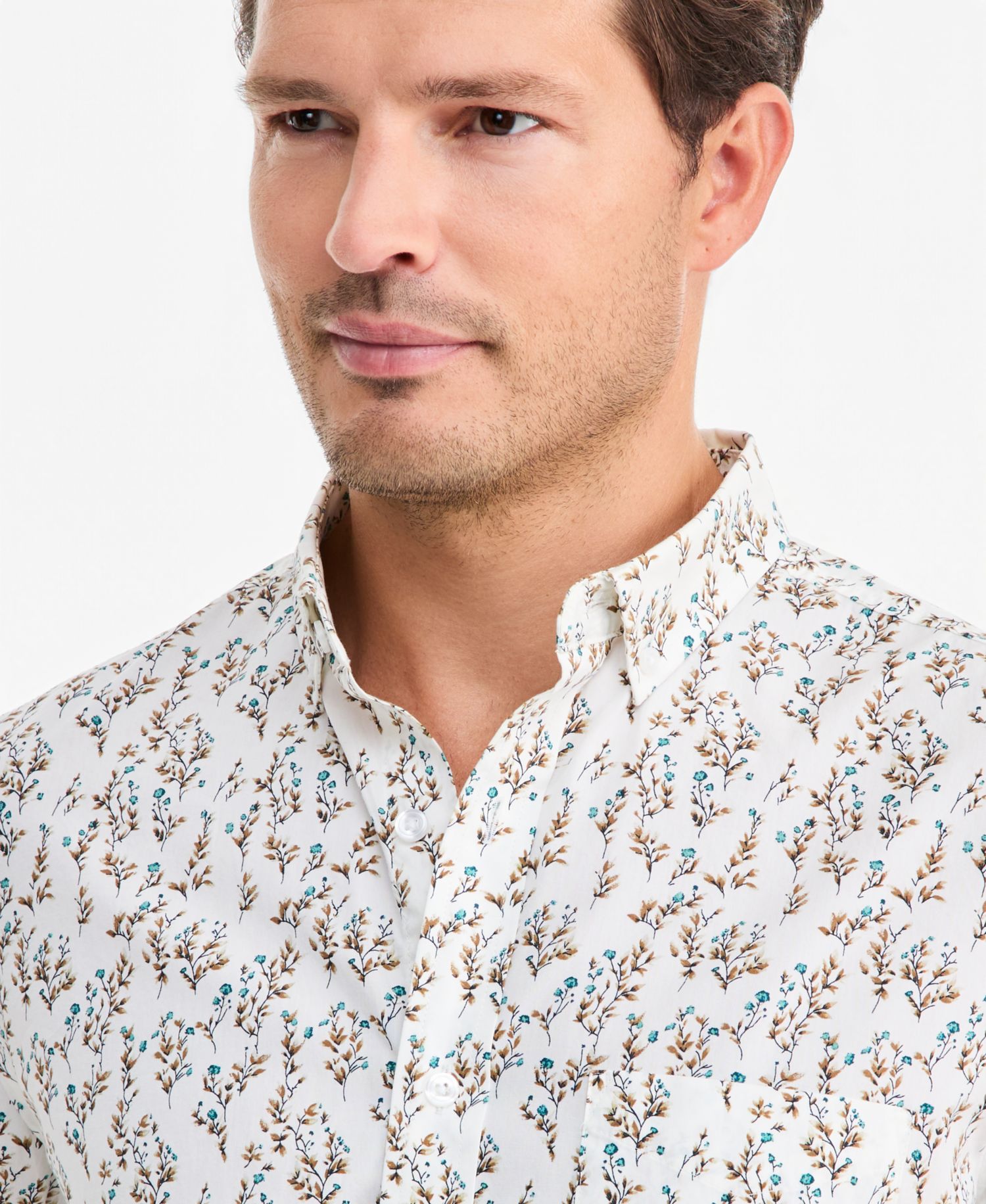 Men's Bennet Poplin Floral-Print Short-Sleeve Shirt