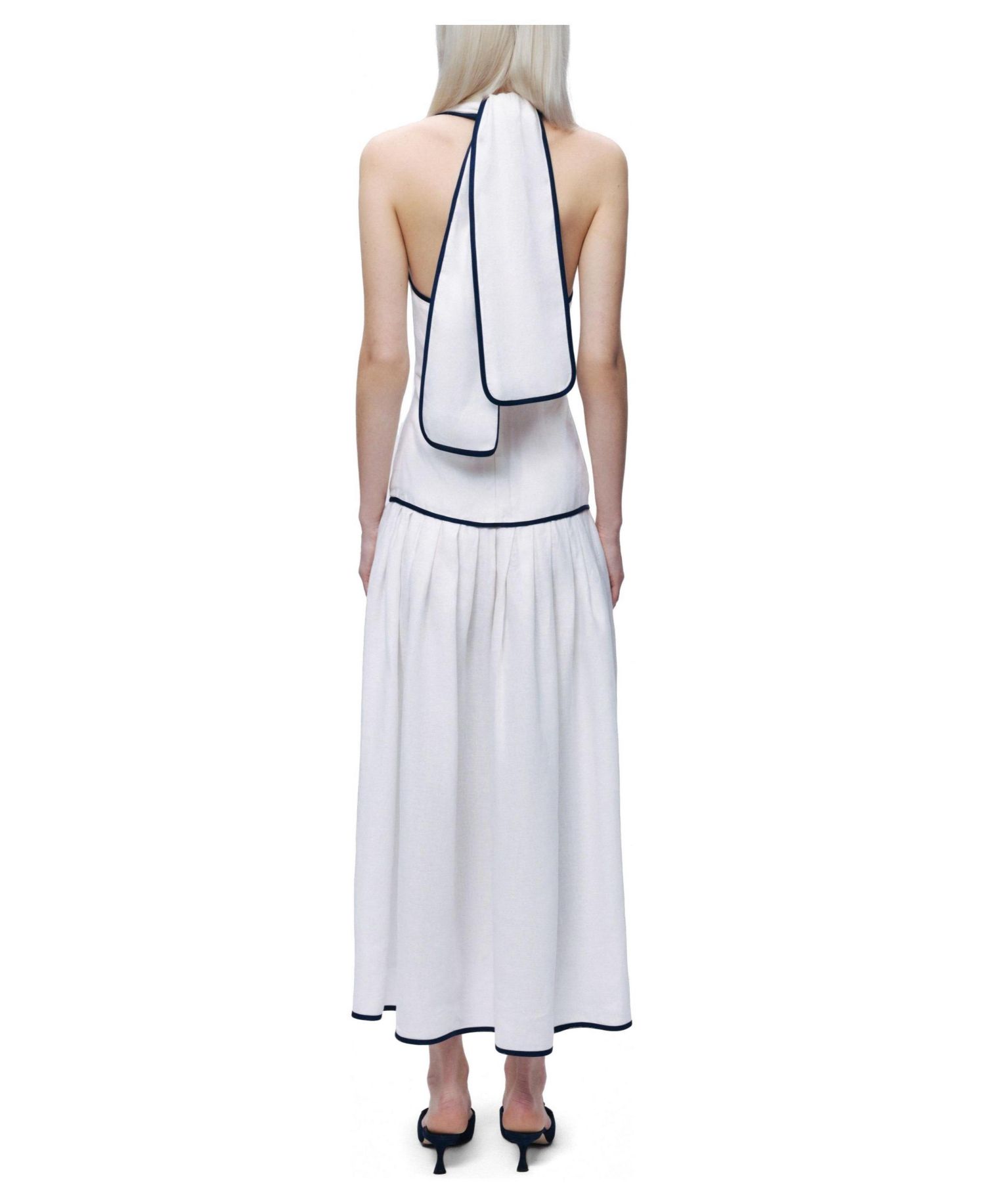 Women's Binding Detail Halterneck Midi Dress