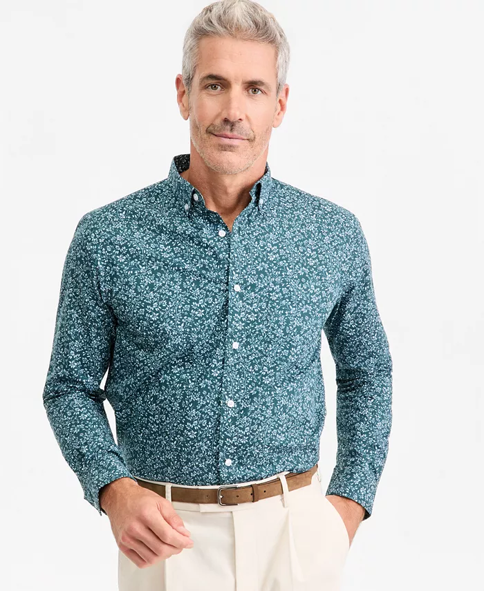 Men's Floral Poplin Button-Down Shirt